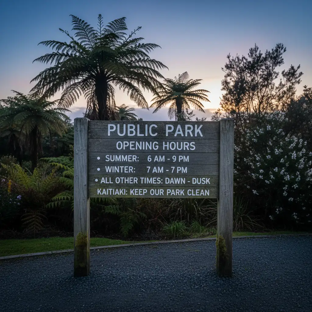 Signage indicating opening hours for public facilities