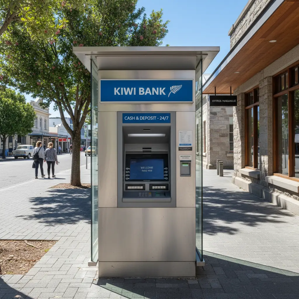 Modern ATM machine in Kawerau town centre