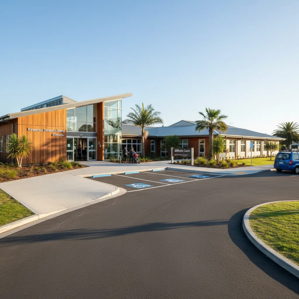 Exterior of Kawerau District Library at Jellicoe Court