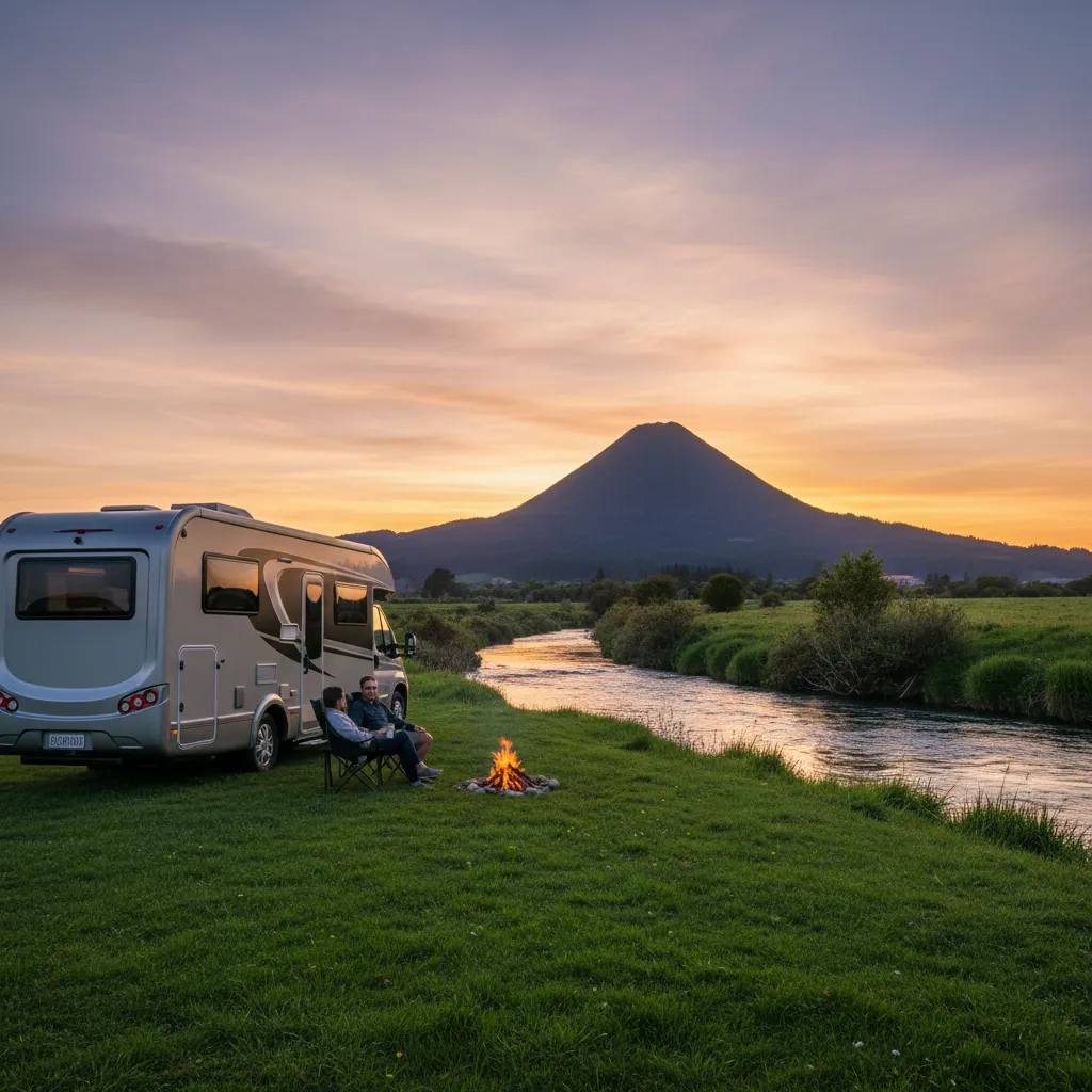 Motorhome camping in Kawerau near Mount Putauaki