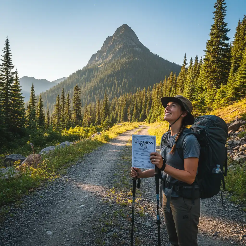 Hiker preparing to climb Mt Edgecumbe with permit