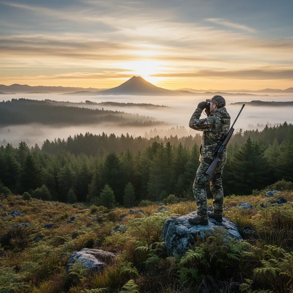 Scenic view of Kawerau forestry hunting grounds at sunrise