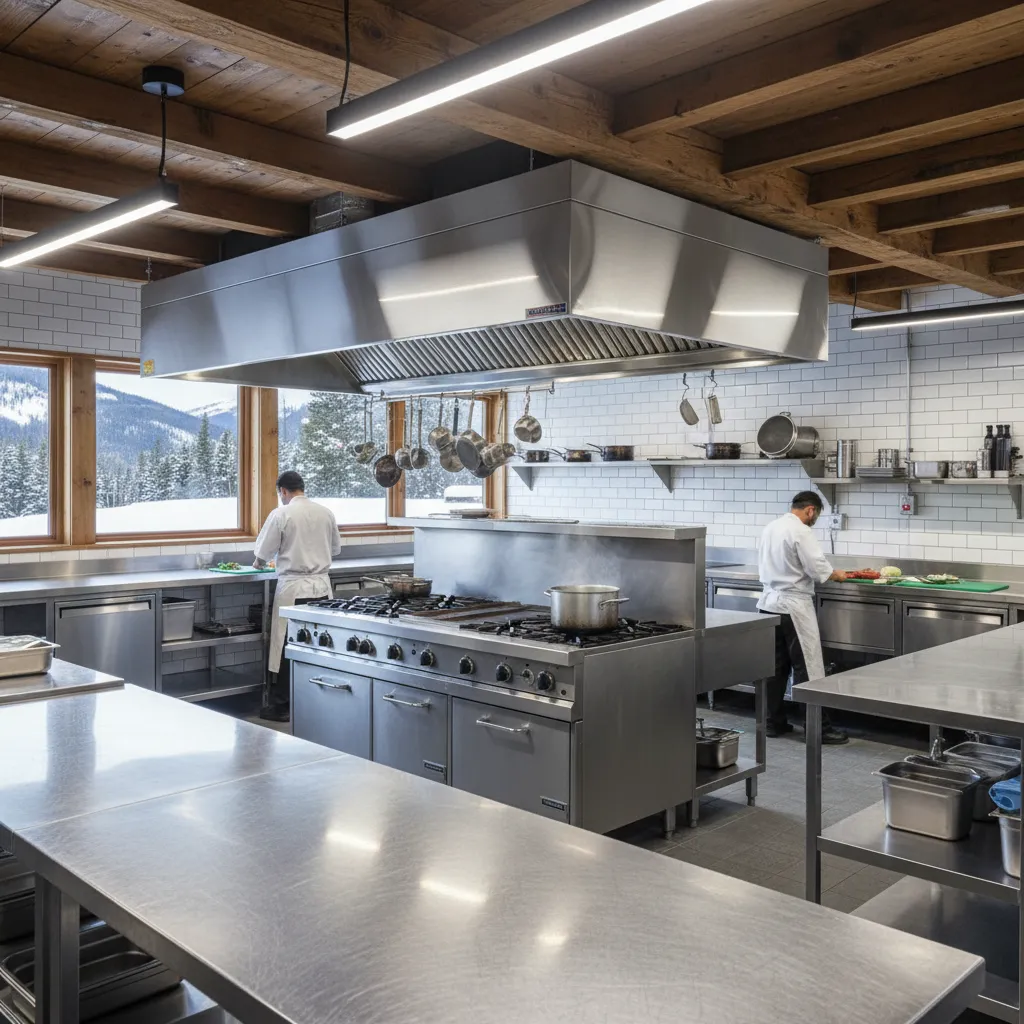 Commercial kitchen facilities at Firmin Lodge for self-catering groups