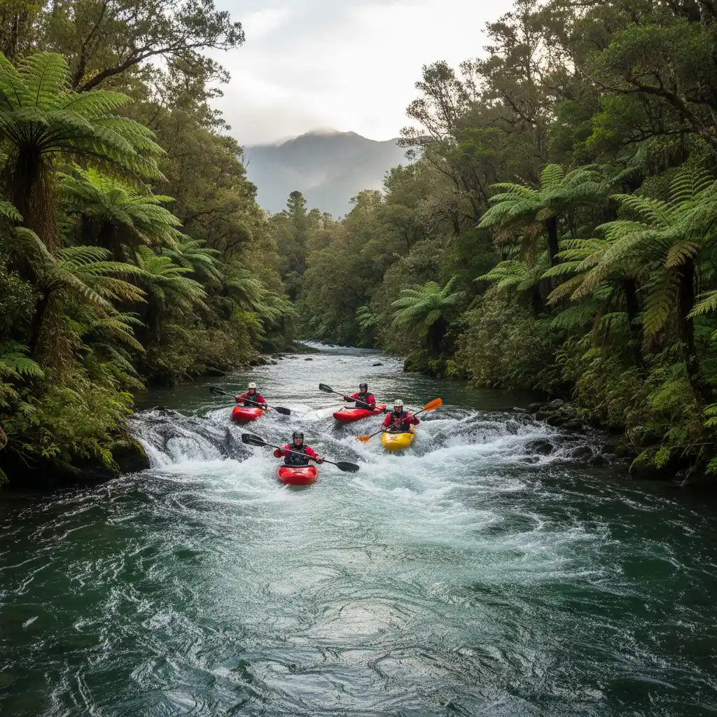Kayaking on the Tarawera River near Kawerau