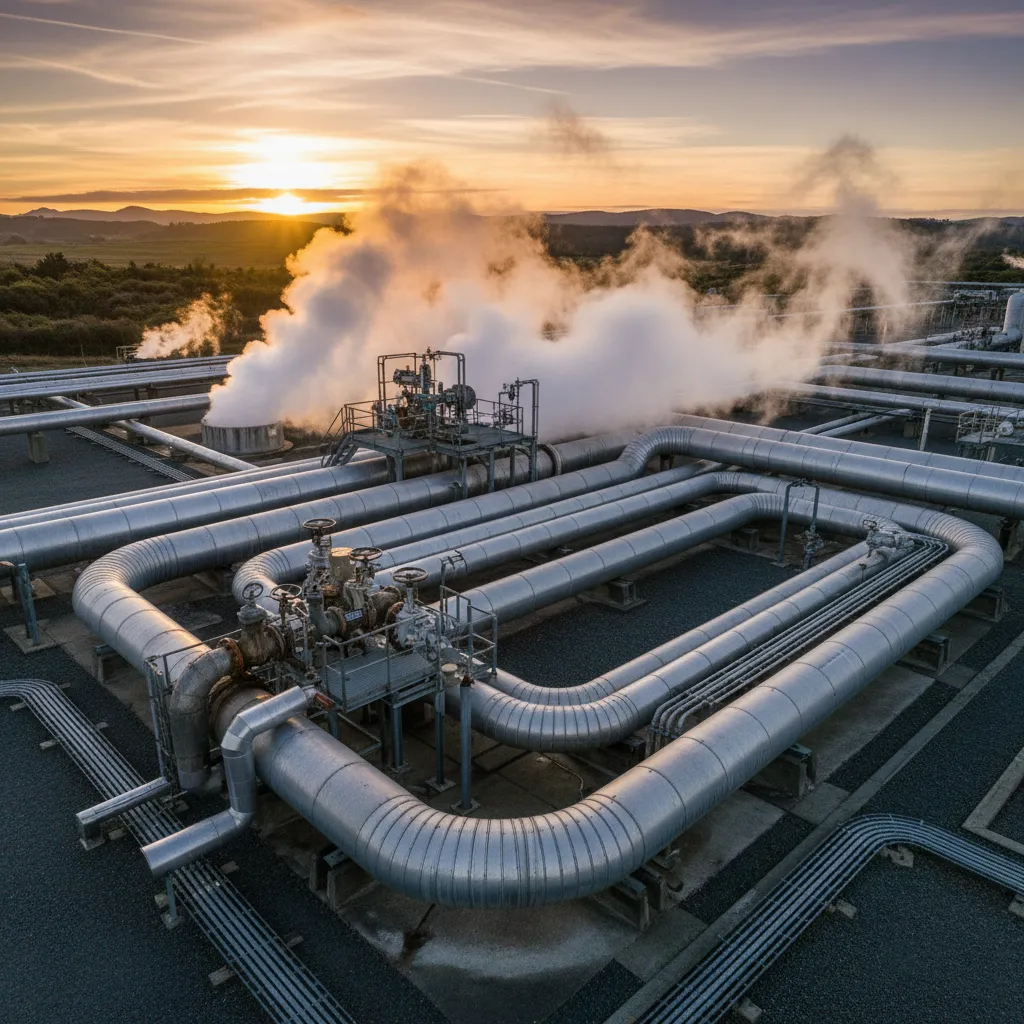 Geothermal steam pipes and engineering infrastructure in Kawerau