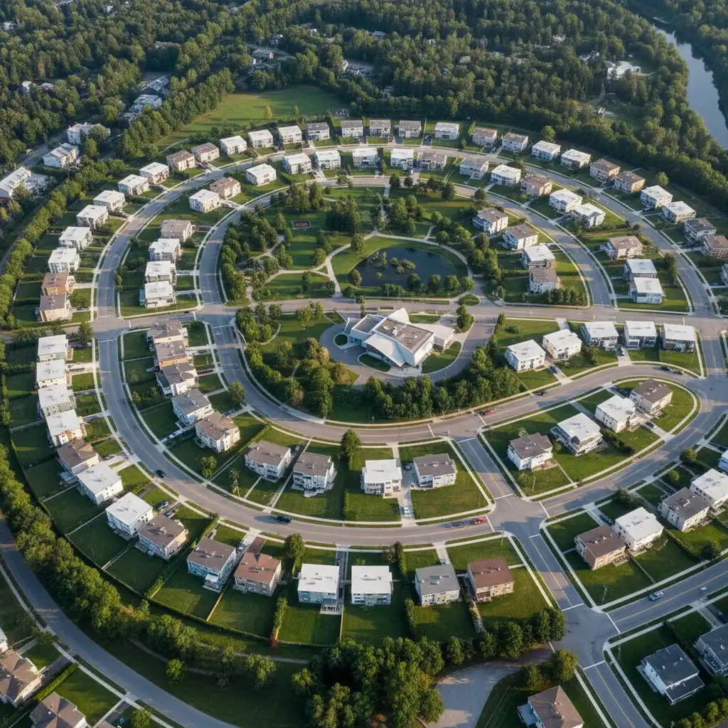 Aerial view of Kawerau's planned town layout