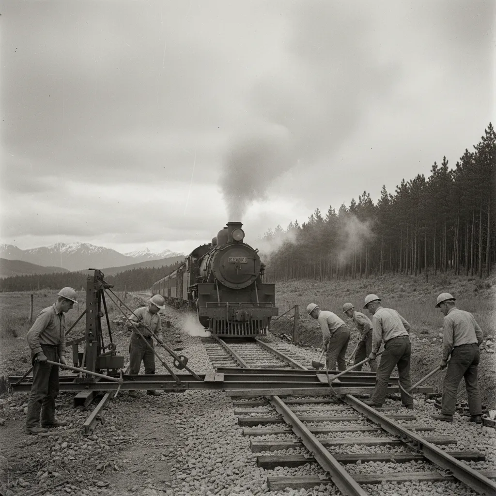 Construction of the Kawerau railway line in the 1950s
