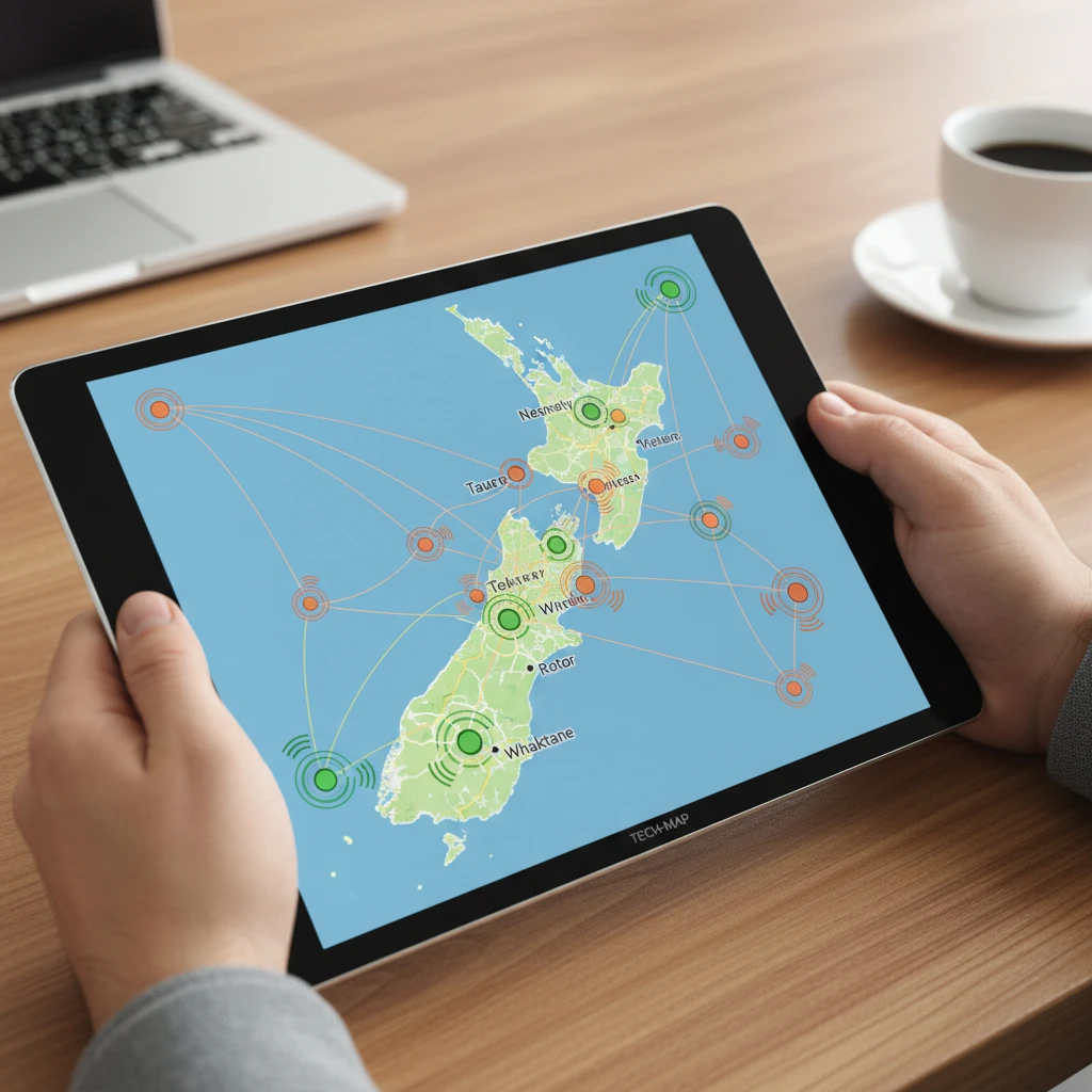 Digital map showing mobile and internet coverage in the Bay of Plenty