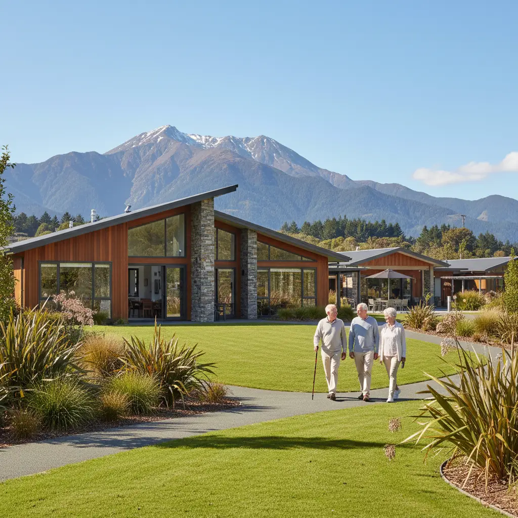 Scenic retirement village setting in Eastern Bay of Plenty with mountain views