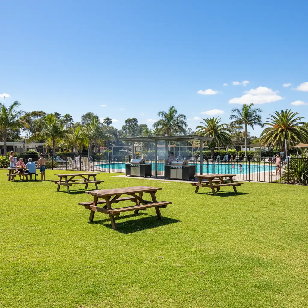 Picnic facilities at Maurie Kjar Memorial Pool Kawerau
