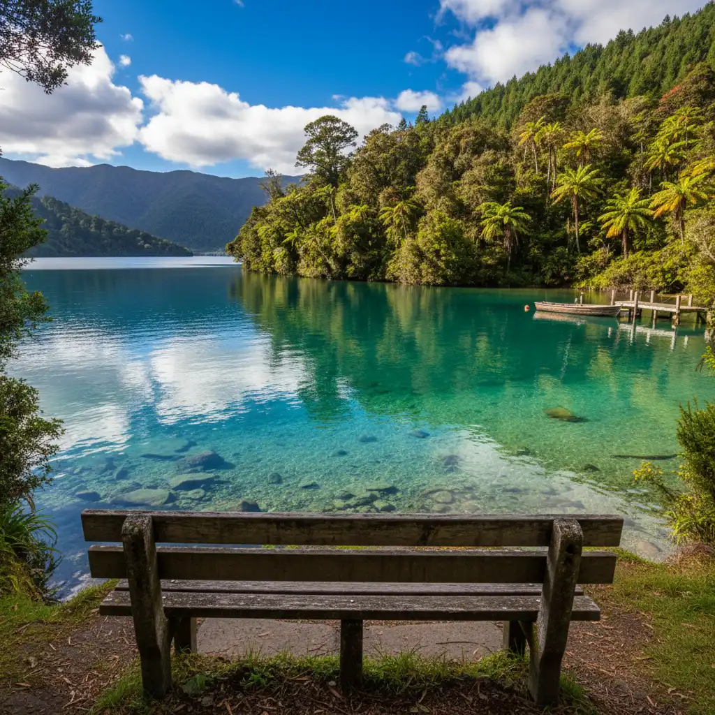 Peaceful view of Lake Rotoma accessible from the shore