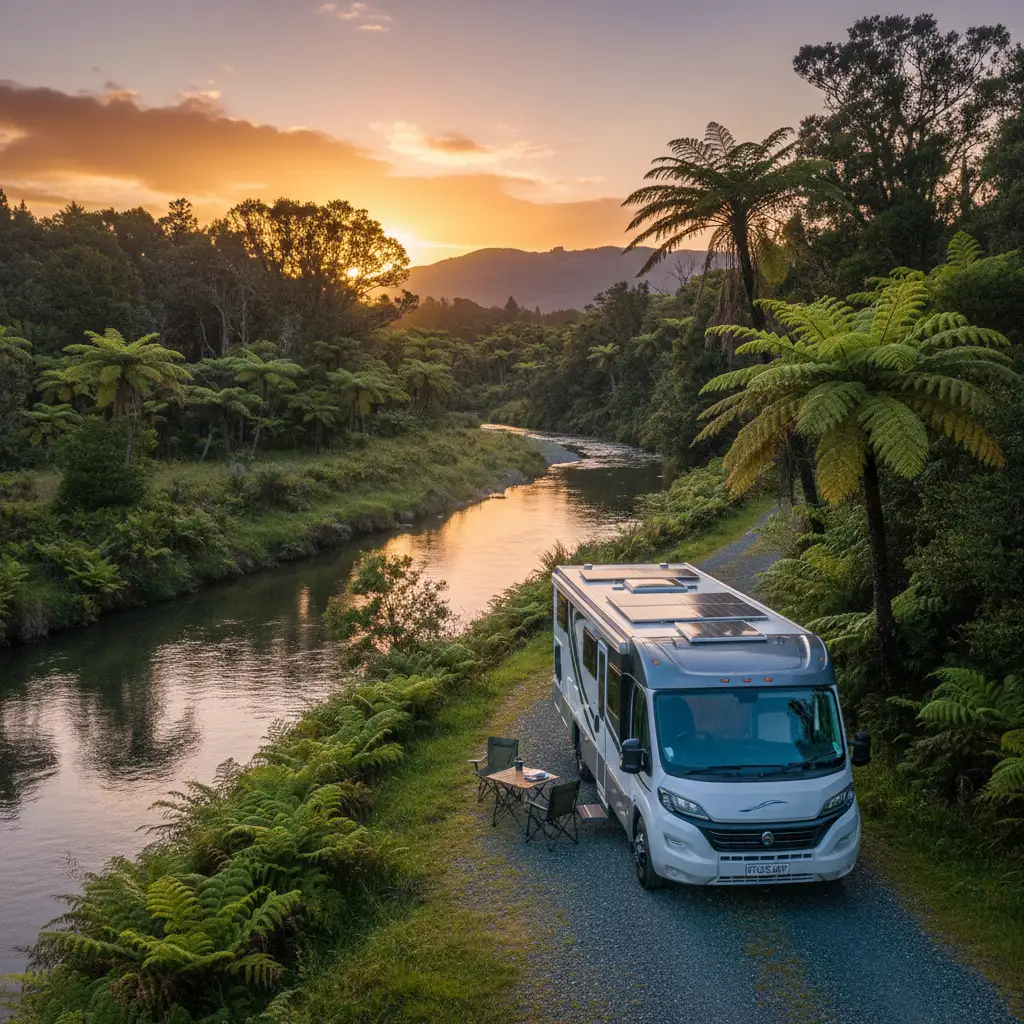 Motorhome camping near Tarawera River Kawerau