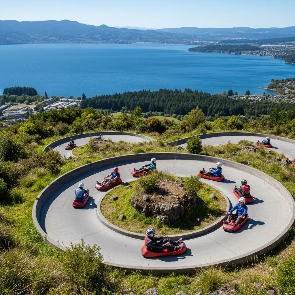 Skyline Rotorua Luge and Gondola with lake views
