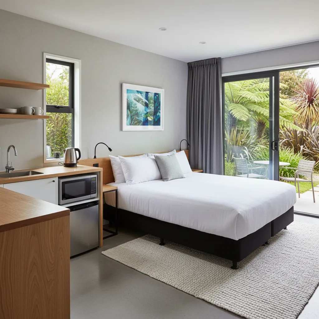 Modern motel room interior in the Bay of Plenty
