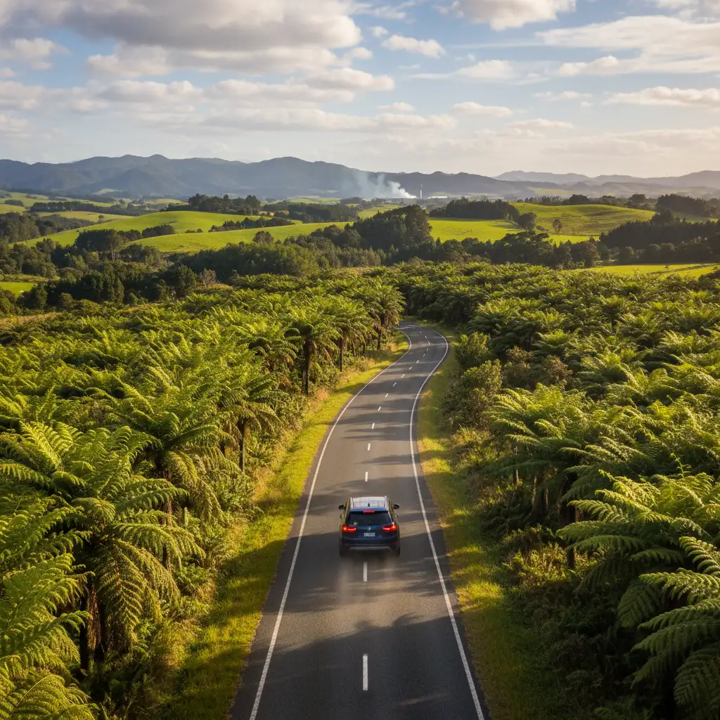 Scenic drive between Whakatane and Kawerau
