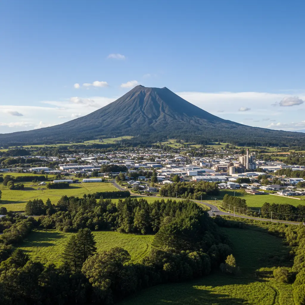 Mount Putauaki overlooking Kawerau township