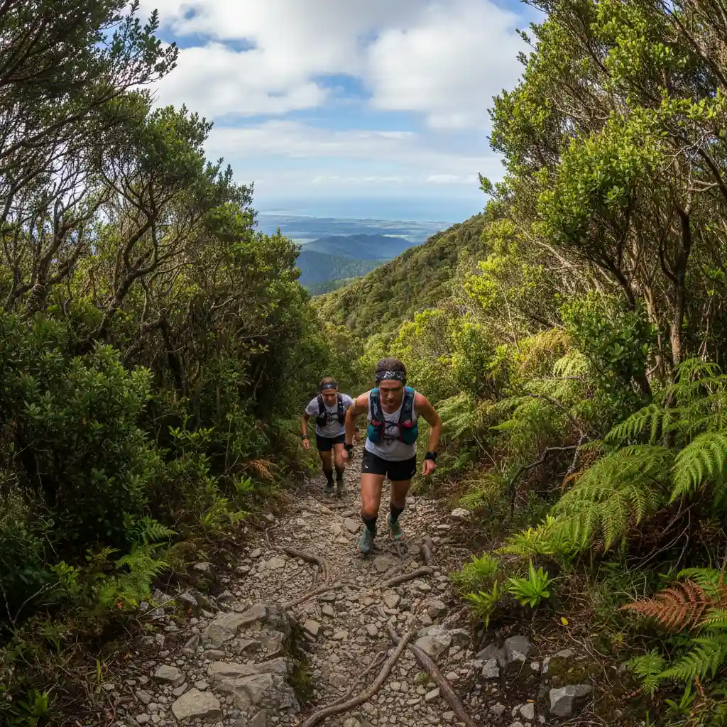 Runners competing in the Kawerau King of the Mountain race
