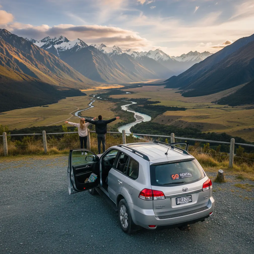 Rental car parked near Kawerau scenic lookout