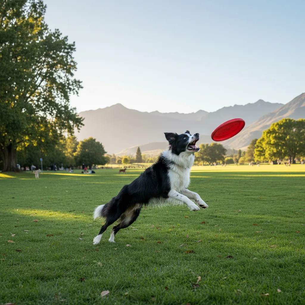 Dog playing fetch in an off-leash park in Kawerau