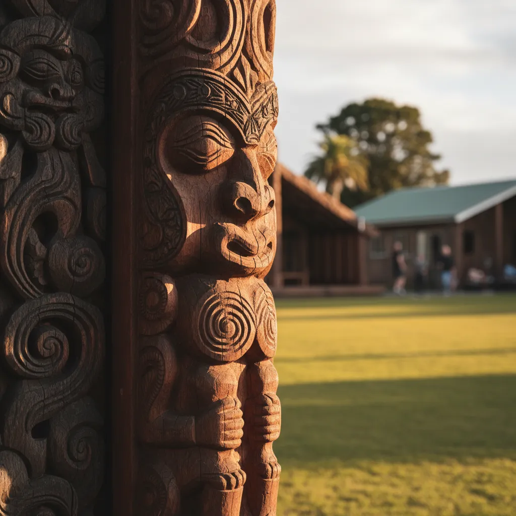 Traditional Maori carving representing Kawerau culture