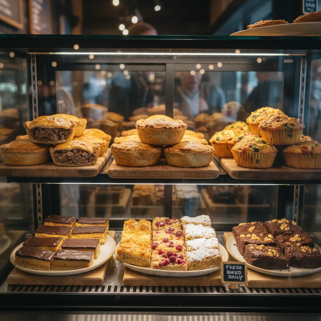 Fresh cabinet food display in a Kawerau bakery