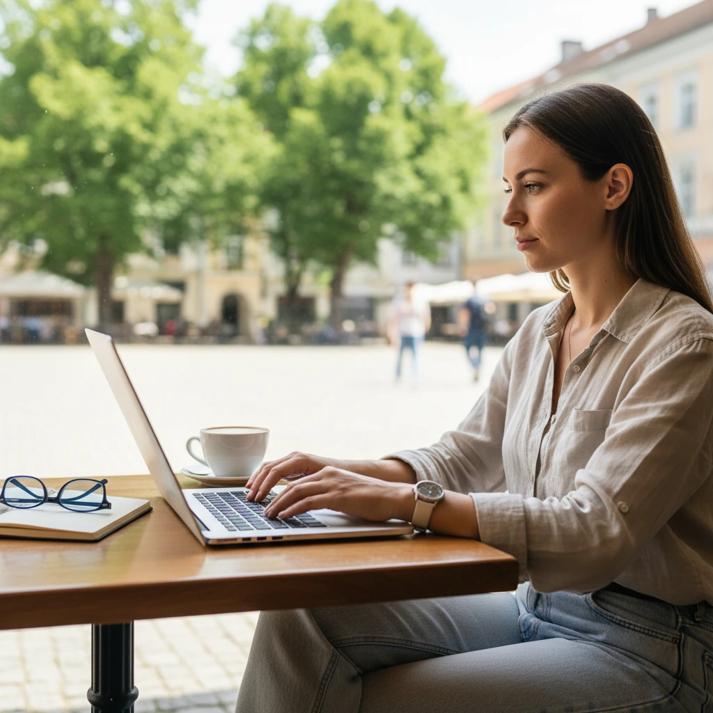 Remote working lifestyle in a Kawerau cafe