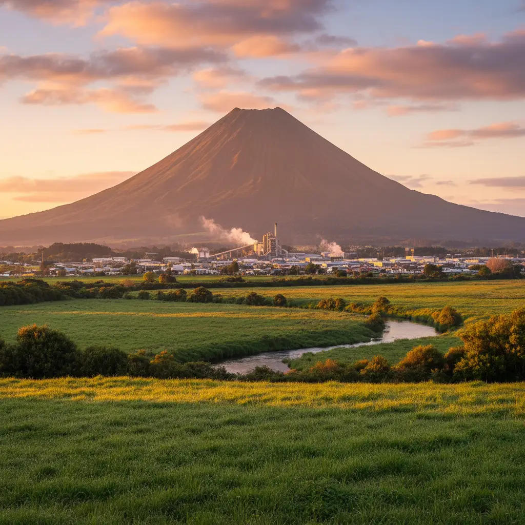 Pūtauaki Mt Edgecumbe overlooking Kawerau township