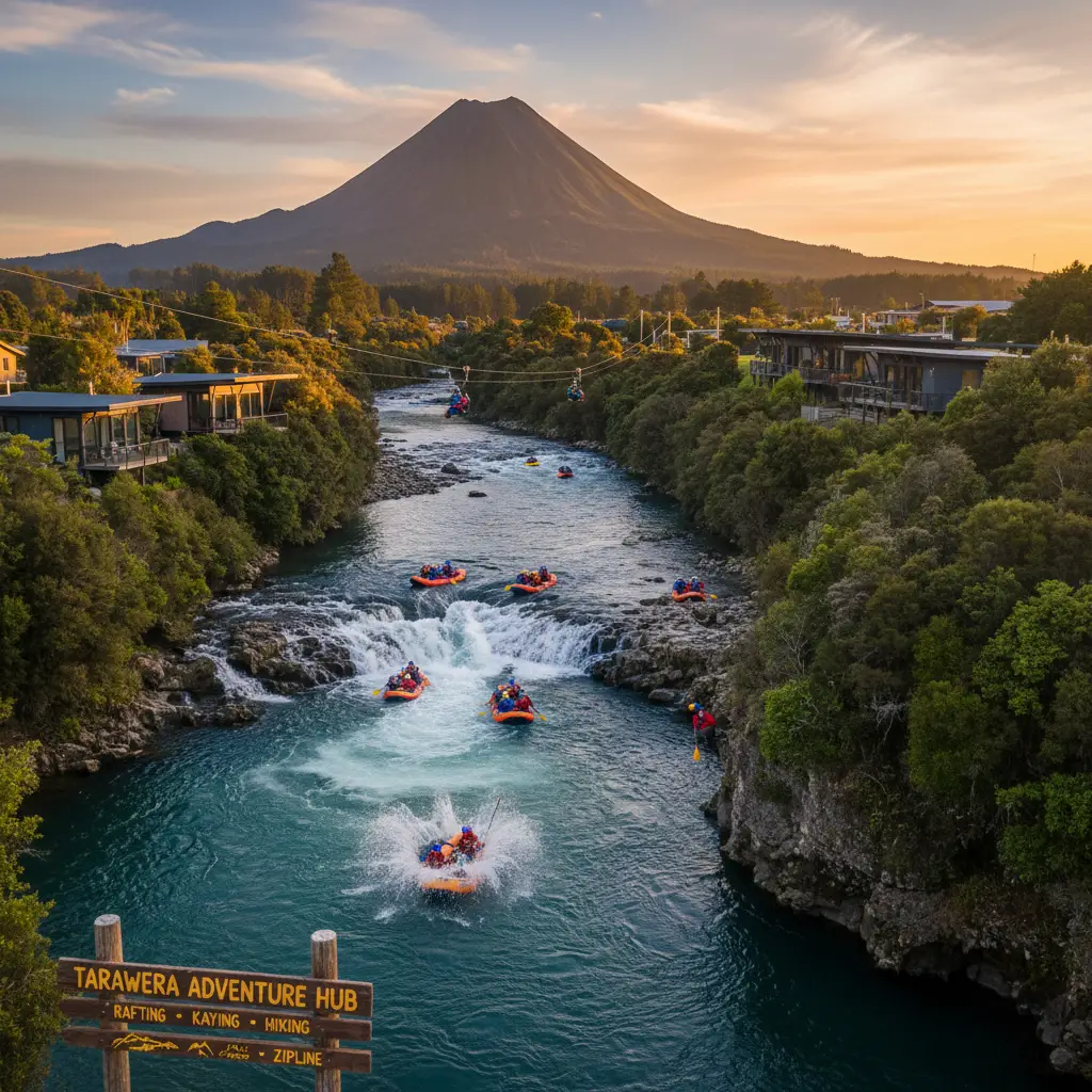 Scenic view of Kawerau Tarawera River and Mount Putauaki