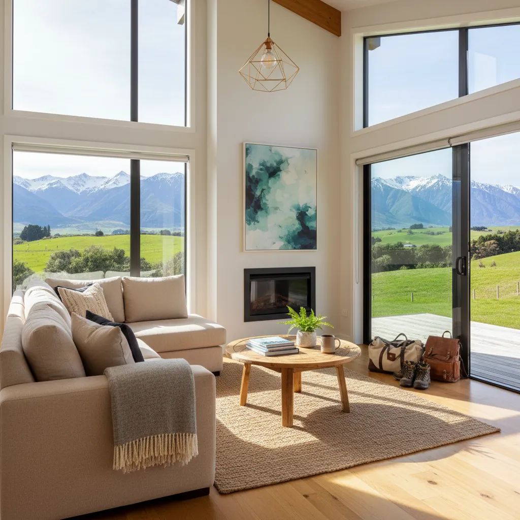 Interior of a modern holiday rental home in Kawerau