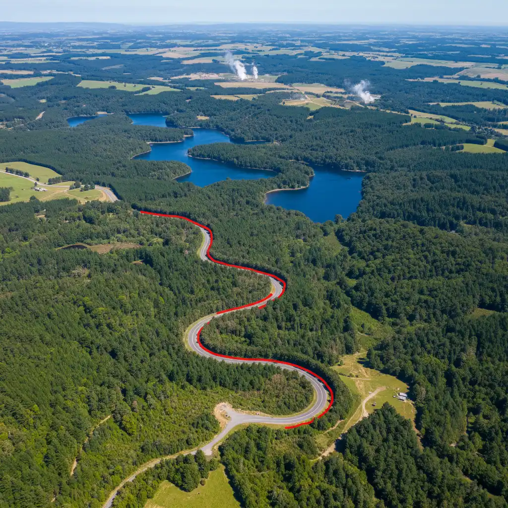 Map view of the driving distance rotorua to kawerau