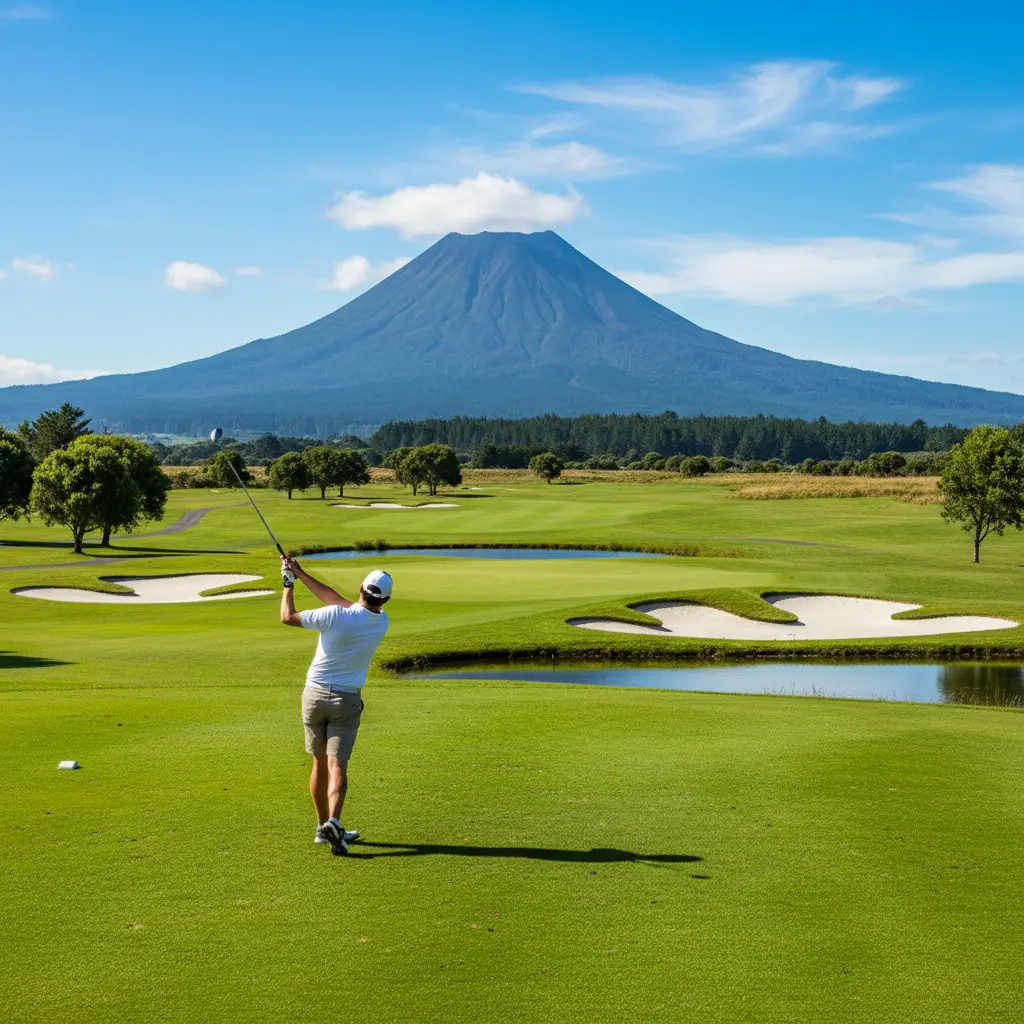 Golfing in Kawerau with mountain view