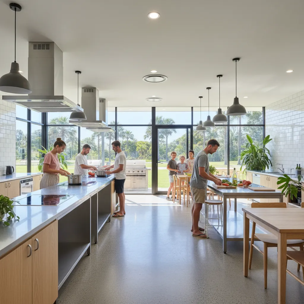 Clean communal kitchen facilities for campers