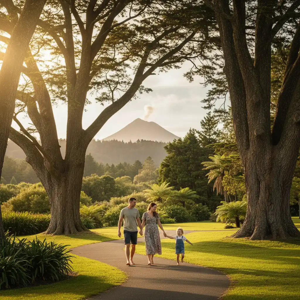 Family enjoying the parks and green spaces in Kawerau
