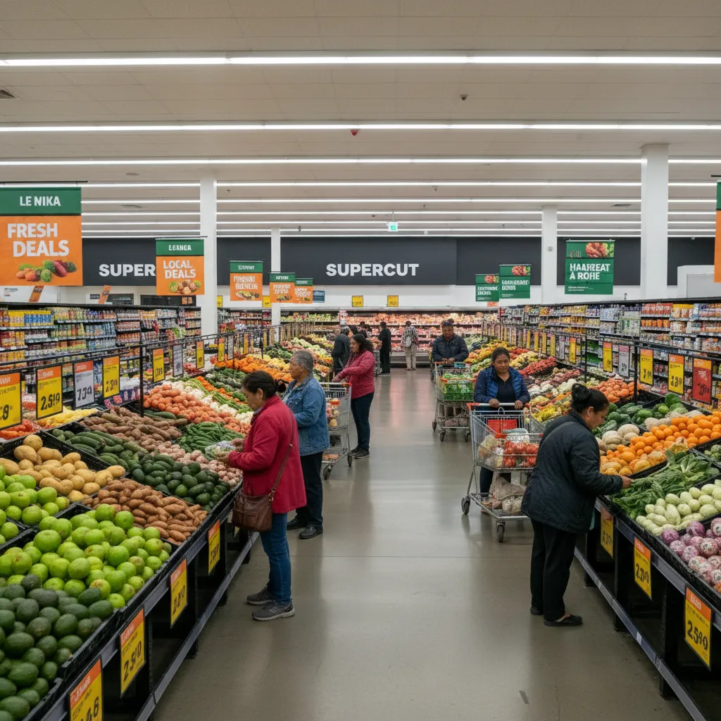 Inside New World Kawerau supermarket showing fresh produce section
