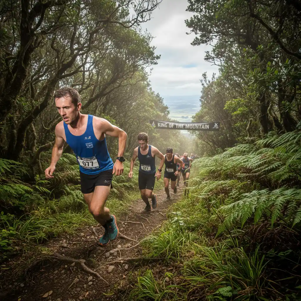 Runners competing in the Kawerau King of the Mountain race
