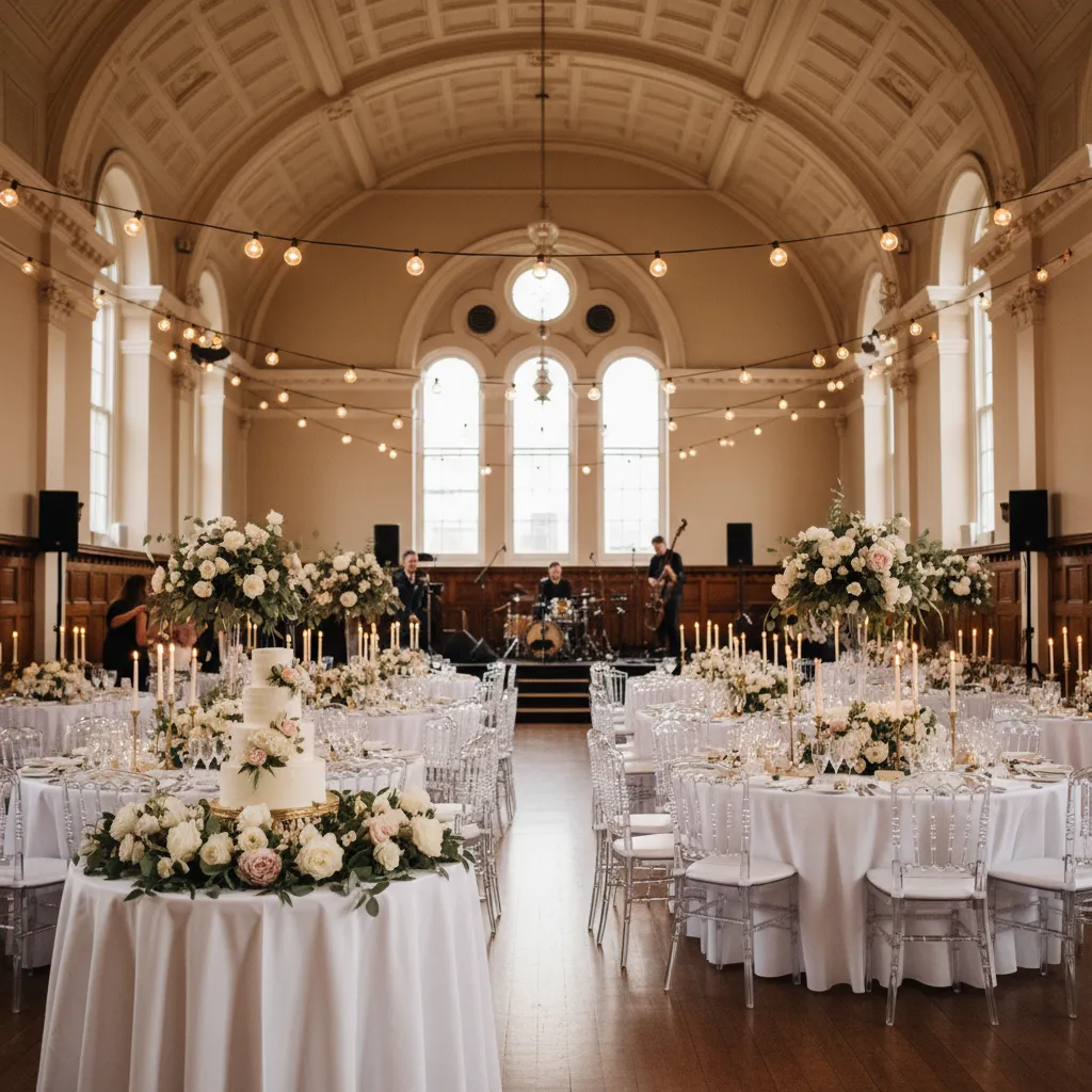 Wedding reception setup inside the Kawerau Town Hall