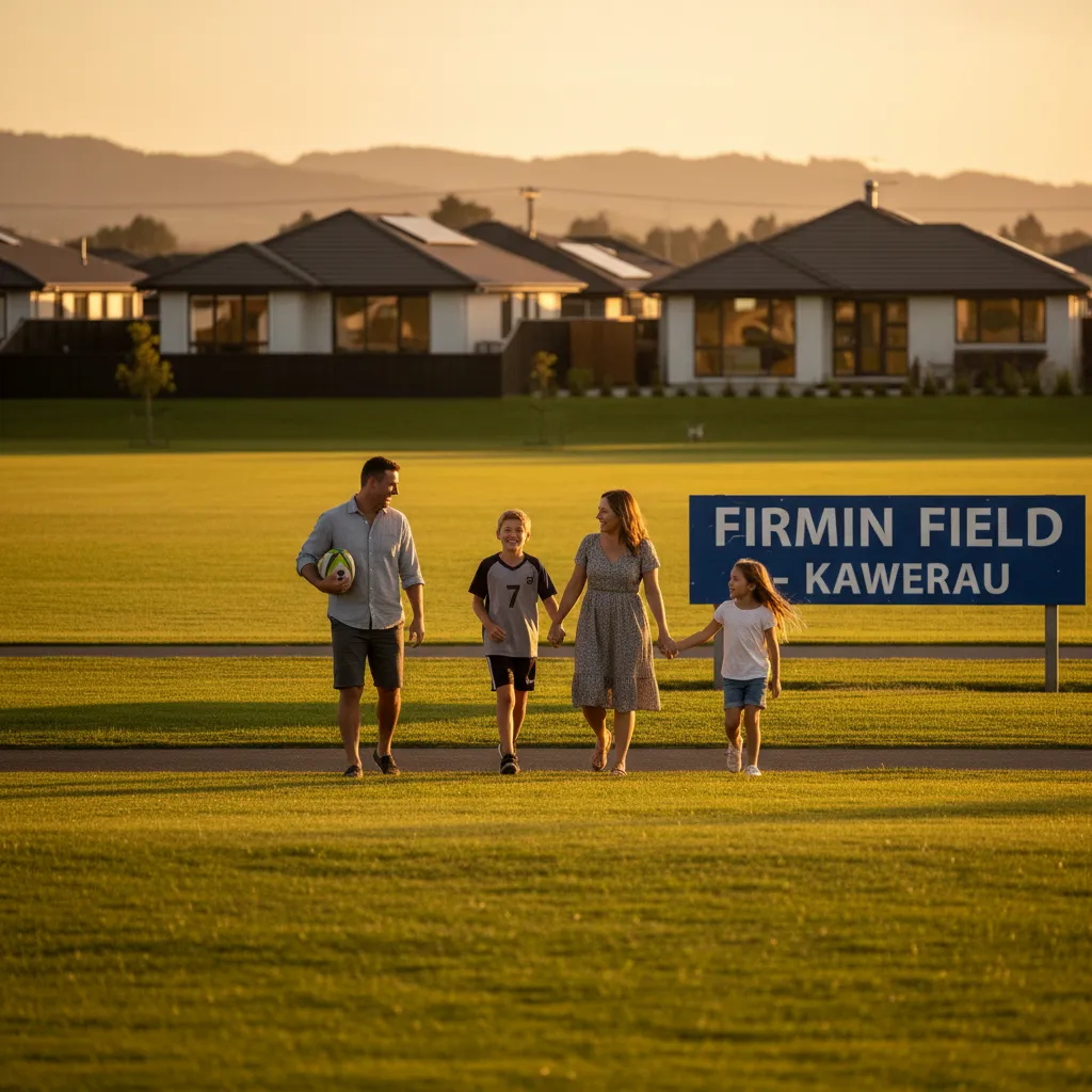 Family enjoying the lifestyle near Firmin Field Kawerau