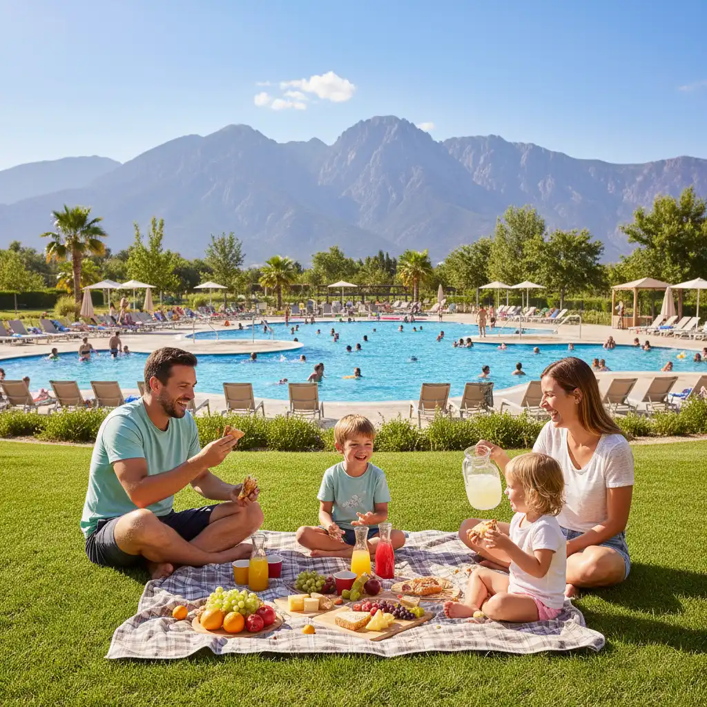 Family picnic at Maurie Kjar Memorial Swimming Pool grounds