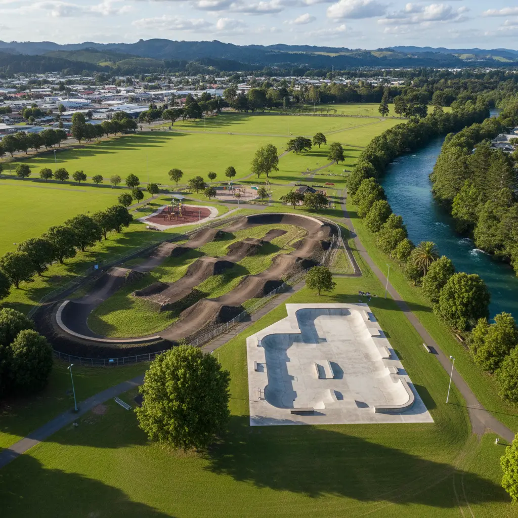 Aerial view of Kawerau recreational facilities