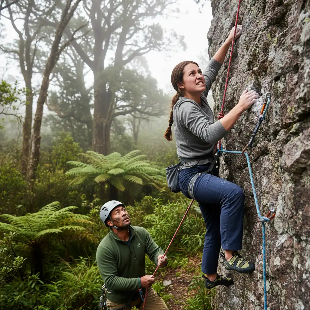 Youth rock climbing instruction in the Bay of Plenty region