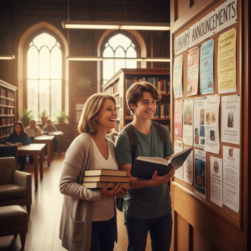 Family exploring community events at Kawerau Library