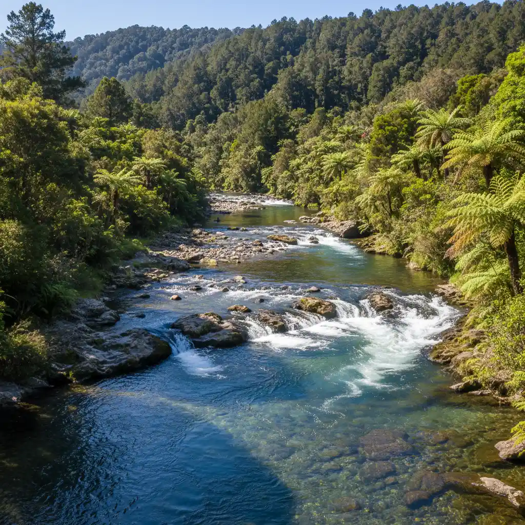 Scenic view of the Tarawera River in Kawerau